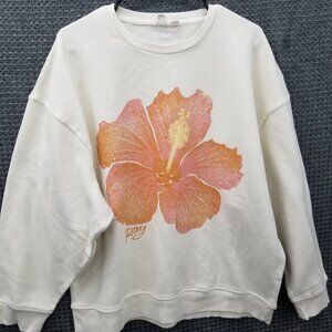 Roxy Floral Tan Sweatshirt Women's Large